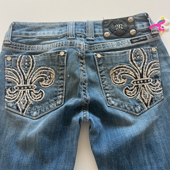 Y2K Miss Me Jean Women Blue Signature Boot Pockets Embellished Bling Size 28x31🔥 - Picture 13 of 16